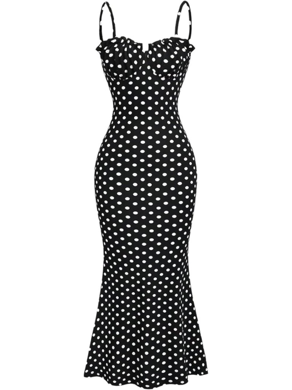 Chic Polka Dot Frill Trim Cami Maxi Dress | Fishtail Style, Summer Essential
